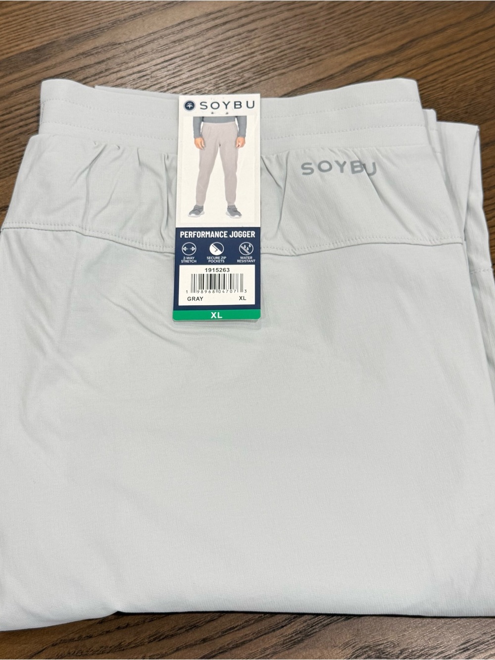 Soybu Performance Jogger Stretch Water Resistant Pants, Gray, Men’s Size XL